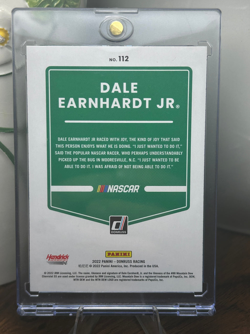Dale Earnhardt Jr Autographed 2022 Panini Donruss Card #112