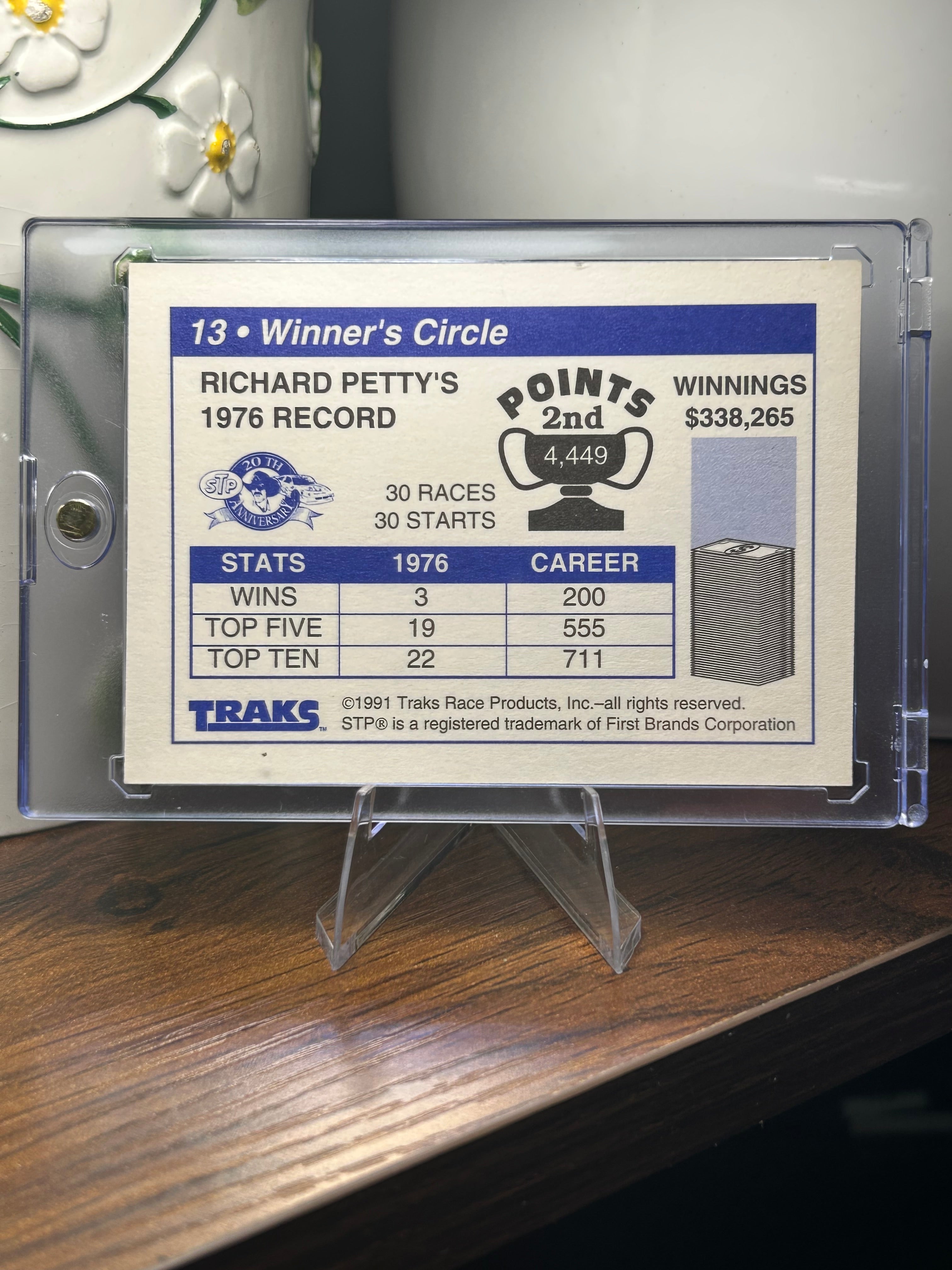 Richard Petty Autographed 1991 Traks Winner's Circle #13