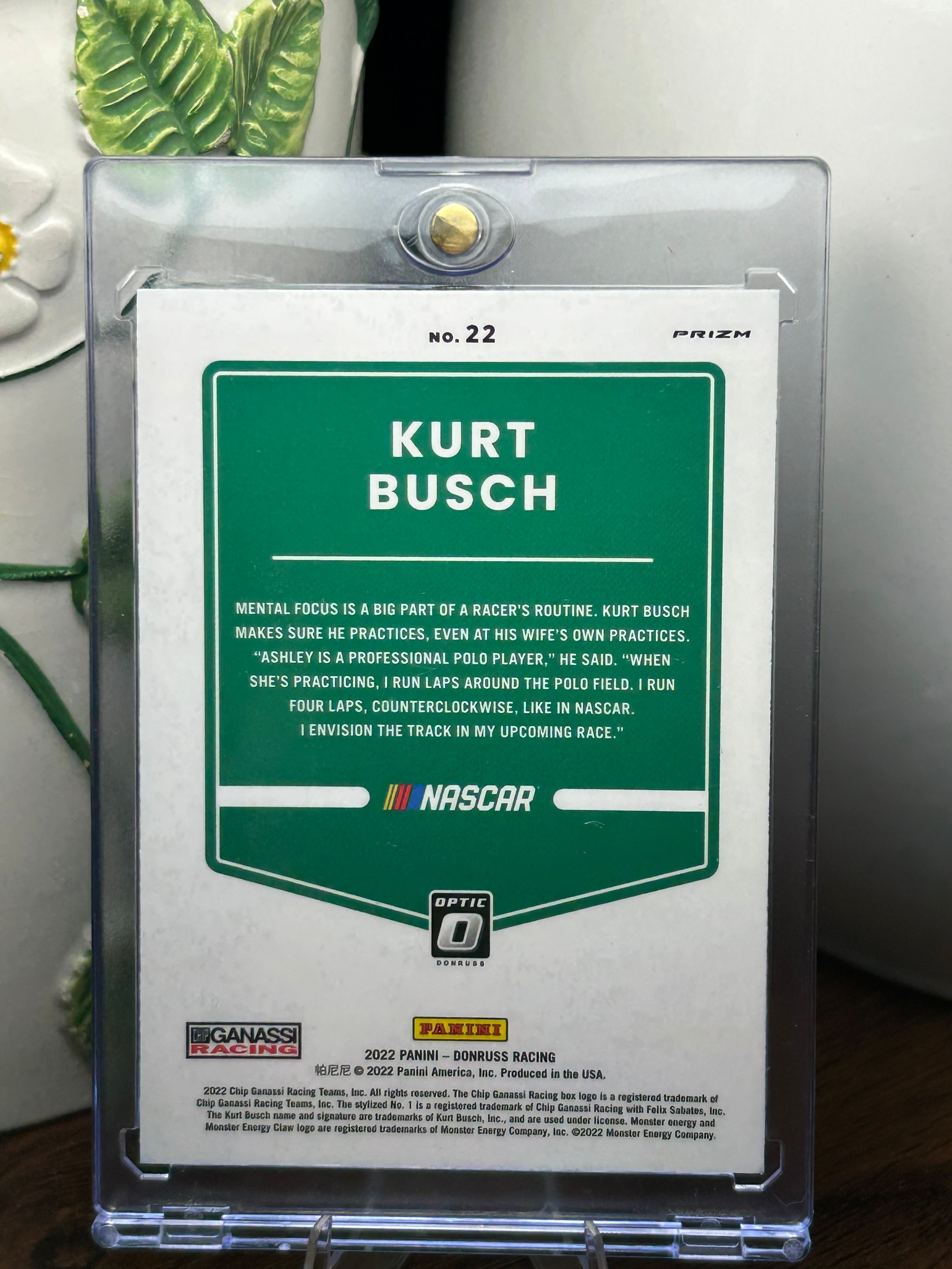 Kurt Busch Autographed 2022 Donruss Optic Holo Card #22