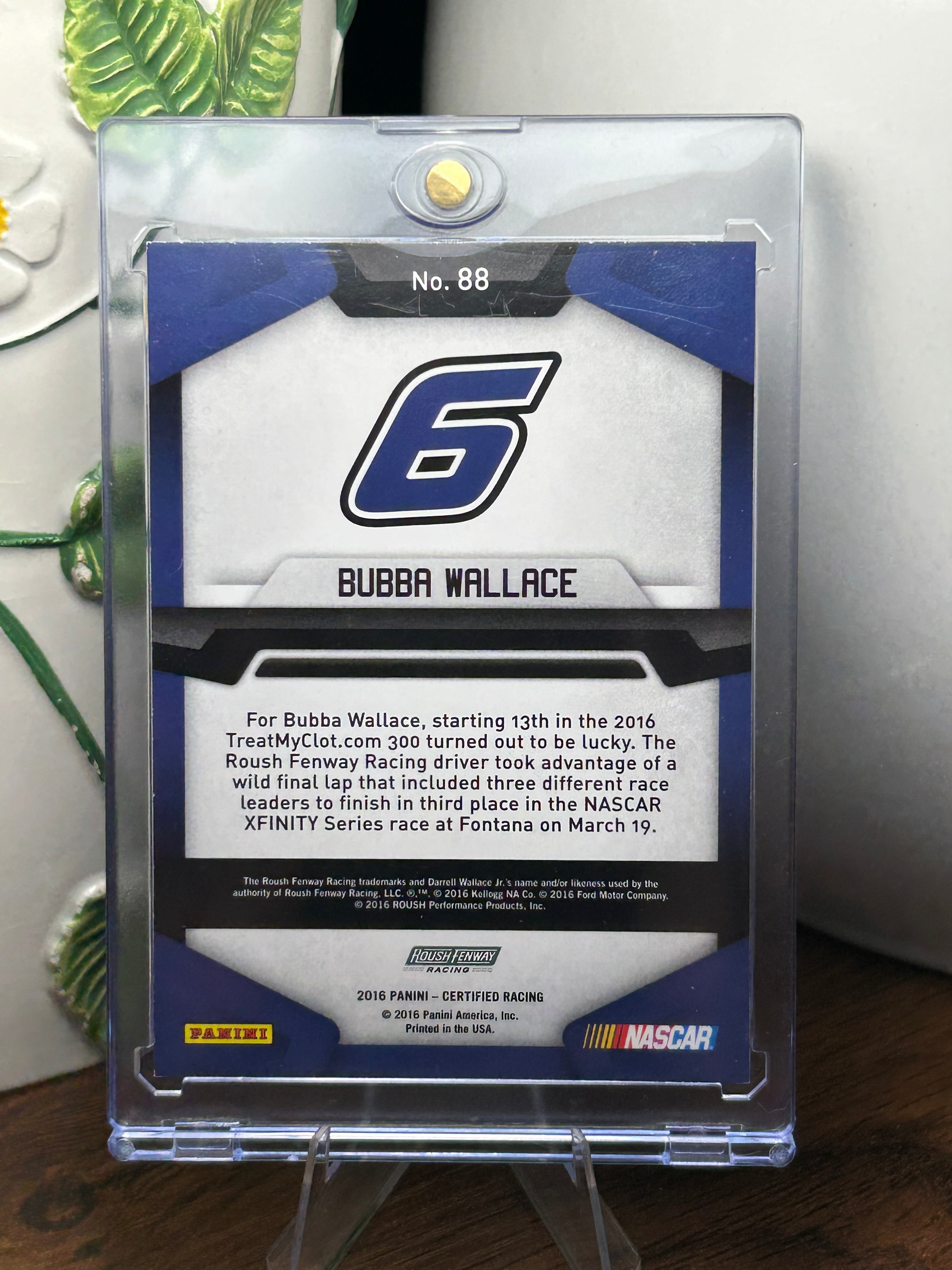Bubba Wallace Autographed 2016 Panini Card #88