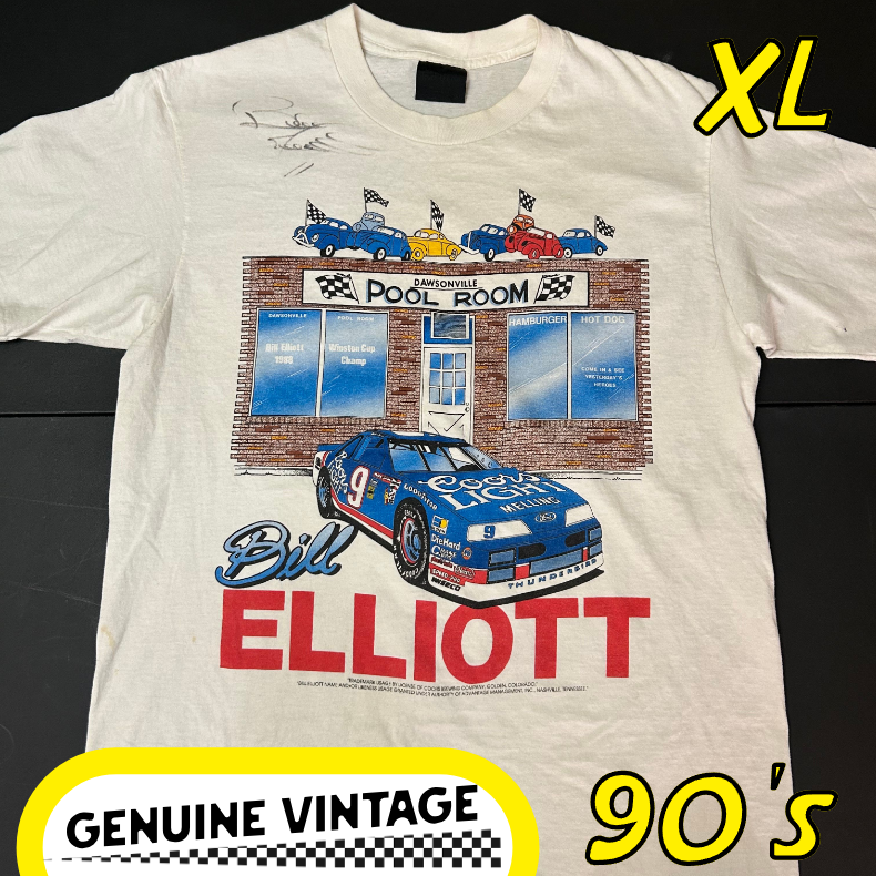 Bill Elliott Autographed Tee - Dawsonville Pool Room NASCAR